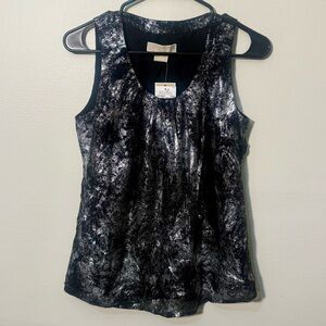 NWT Michael Kors Sleeveless Metallic Silver Top, Size P